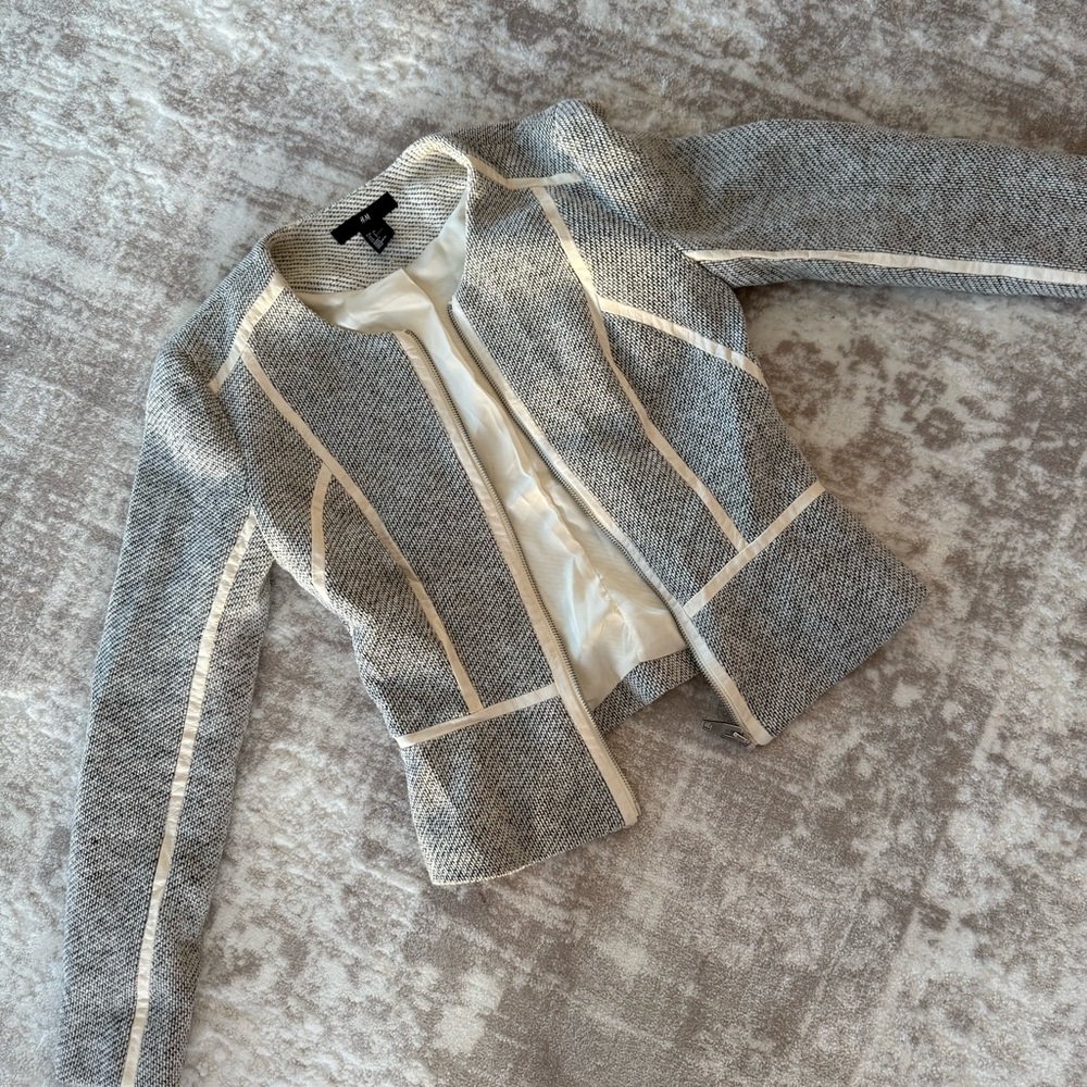 NEW Gray and Cream Tweed Jacket
